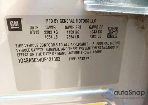 2013 Buick Lacrosse из США, поврежденный, VIN 1G4GA5E34DF131362